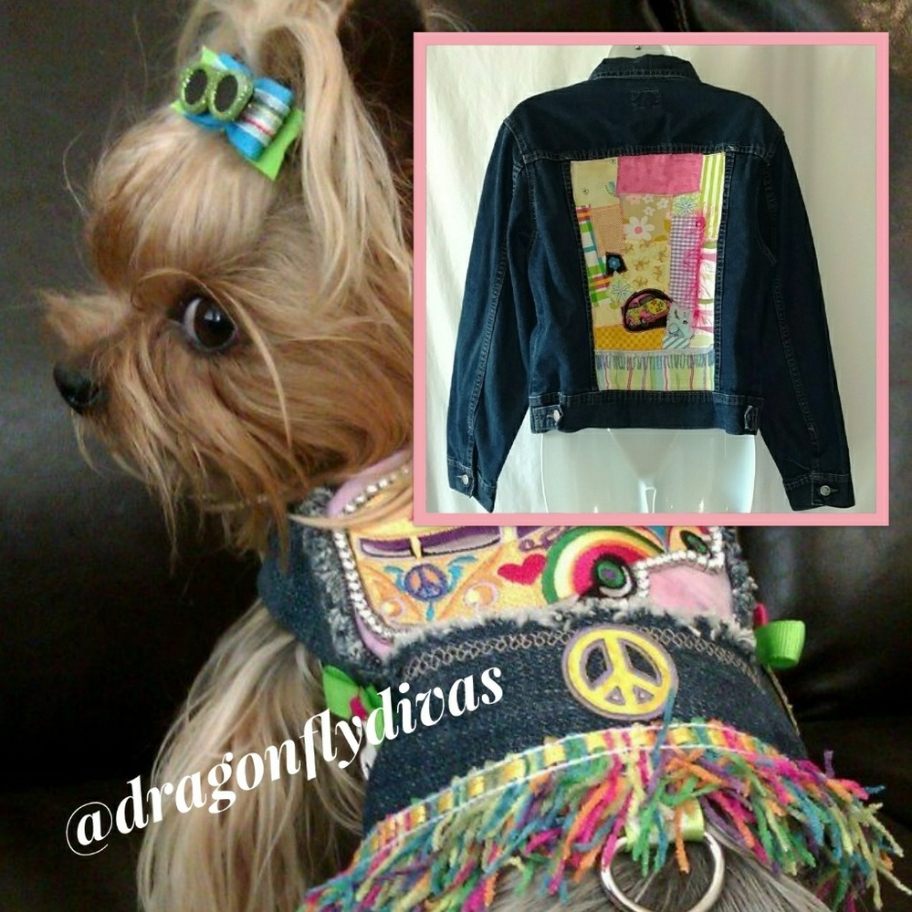 VTG 70s Hippie Embellished Jean Jacket M